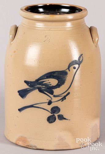 TWO-GALLON STONEWARE CROCK, 19TH C.Two-gallon