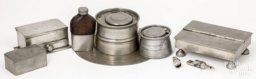 PEWTER INKWELLS AND ACCESSORIES,