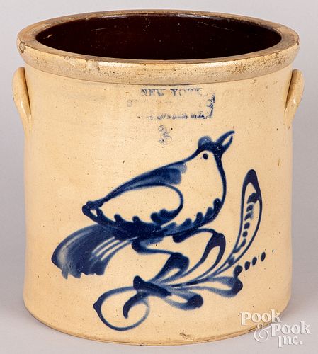 THREE-GALLON STONEWARE CROCK, 19TH