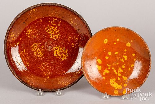 TWO REDWARE PLATES, 19TH C.Two