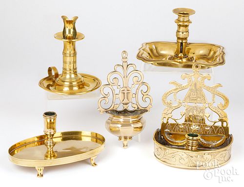 ASSORTED BRASS LIGHTING, 19TH/20TH