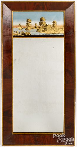 MAHOGANY MIRROR WITH EGLOMISE PANEL  30d65c