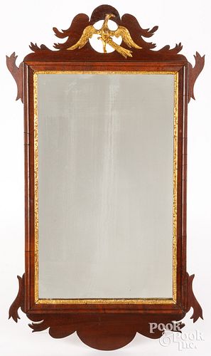 CHIPPENDALE STYLE MAHOGANY MIRROR,