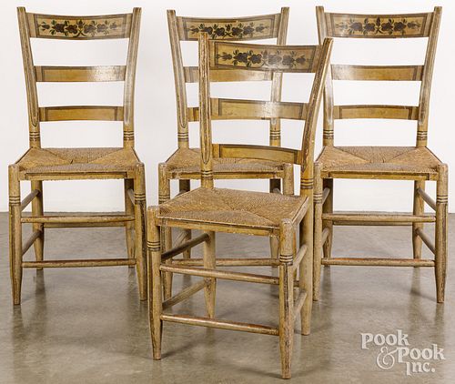 FOUR PAINTED RUSH SEAT CHAIRS  30d6a5