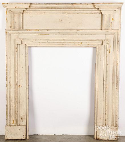 PAINTED PINE MANTEL 19TH C Painted 30d6b8