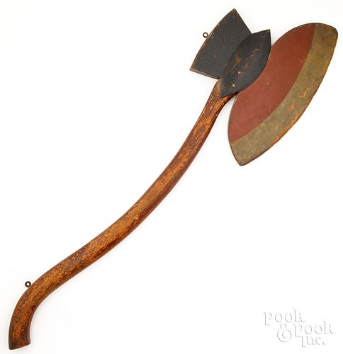 PAINTED WOOD LODGE AXE EARLY 20TH 30d701