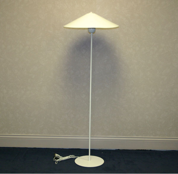 Modern white enameled floor lamp;