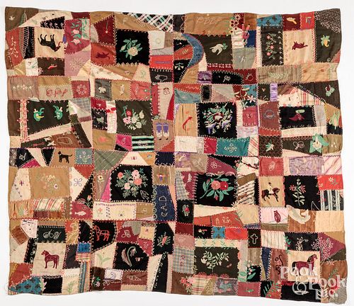 VICTORIAN CRAZY QUILT LATE 19TH 30d725