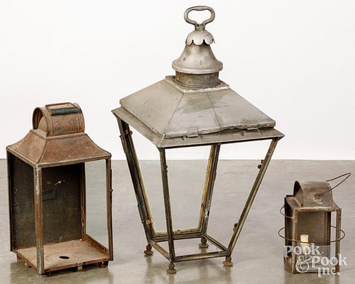 THREE TIN LANTERNS 19TH C Three 30d738