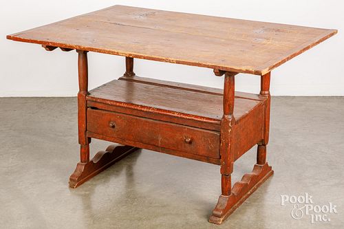 PAINTED PINE BENCH TABLE 18TH 30d750