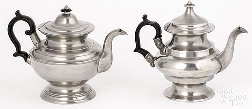 TWO PEWTER TEAPOTS 19TH C Two 30d79e