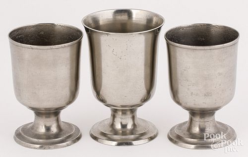 THREE CONNECTICUT PEWTER CHALICES  30d7a0