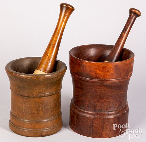 TWO MORTAR AND PESTLES 19TH C Two 30d7ae