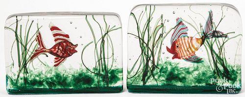 TWO MURANO ART GLASS FISH AQUARIUM