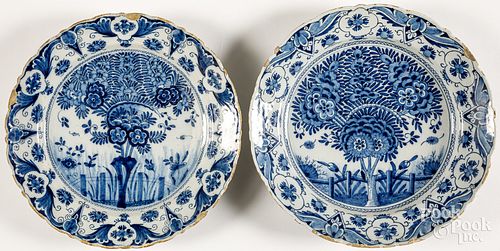 TWO BLUE AND WHITE DELFT CHARGERS,