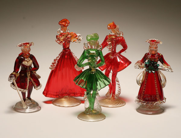Five Murano art glass figures in 4e266