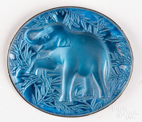 LALIQUE CRYSTAL ELEPHANT BROOCHLalique