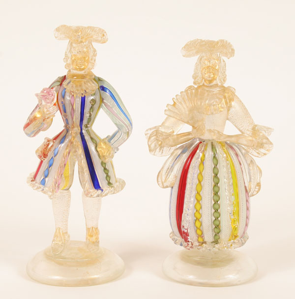 Pair Murano art glass figures in 18th