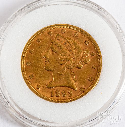 1893 LIBERTY HEAD FIVE DOLLAR GOLD 30d834