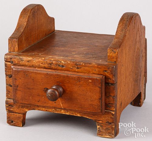 PRIMITIVE OAK AND PINE STEP STOOL,