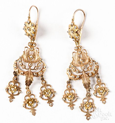 PAIR OF ANTIQUE 14K GOLD AND PEARL