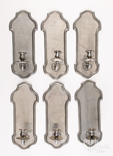 SIX CONTEMPORARY PEWTER SCONCESSix