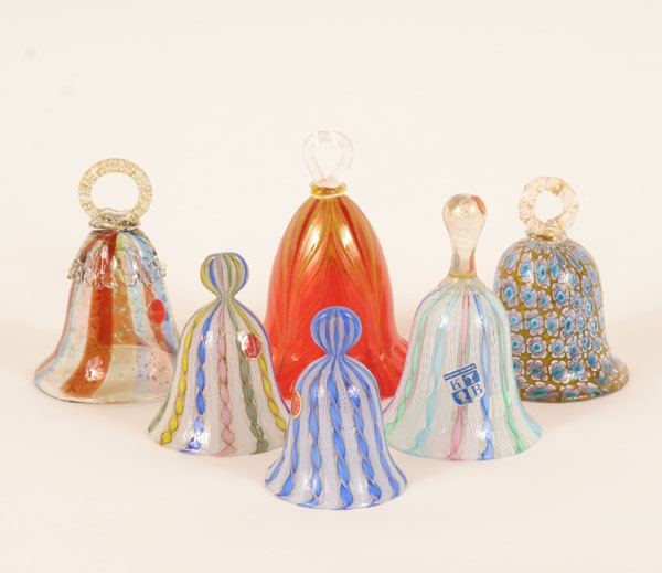 Six Murano art glass bells Multi color 4e27b