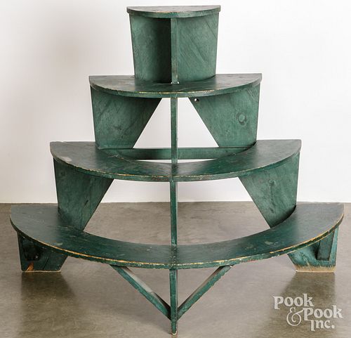 PAINTED PINE TIERED PLANT STAND, 19TH