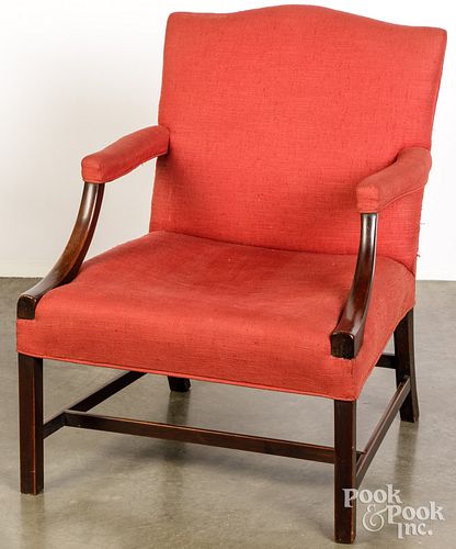 GEORGE III MAHOGANY OPEN ARMCHAIR,