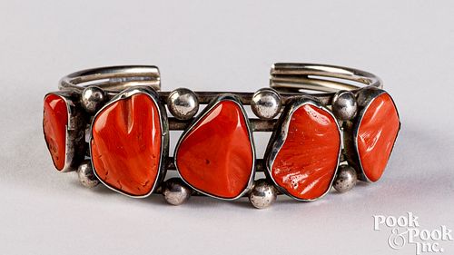 NATIVE AMERICAN INDIAN CORAL CUFF 30d911