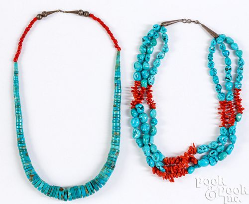 TWO NATIVE AMERICAN INDIAN NECKLACESTwo