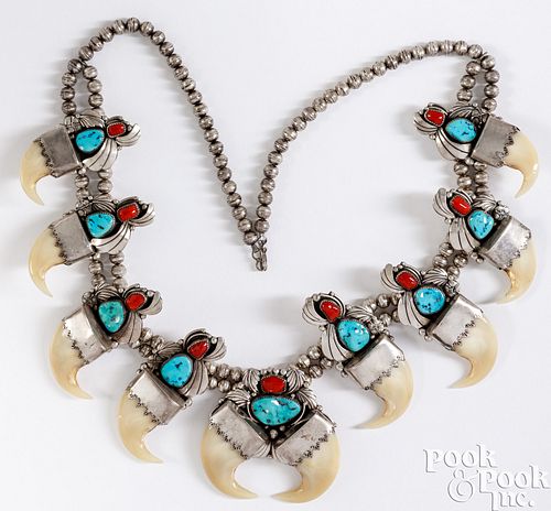 NAVAJO INDIAN SQUASH BLOSSOM NECKLACENative 30d925