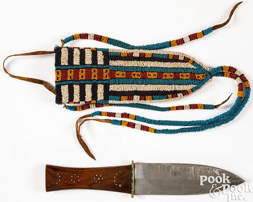 PLAINS INDIAN BEADED KNIFE SHEATH,