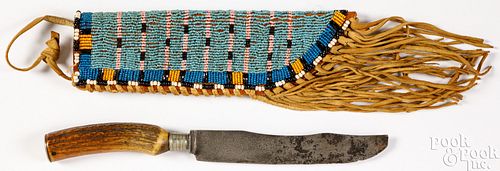 PLAINS INDIAN BEADED KNIFE SHEATH  30d96b