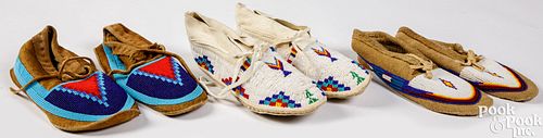 THREE PAIRS OF BEADED MOCCASINSThree 30d970