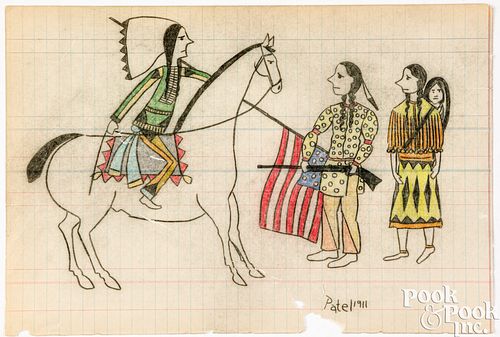 NATIVE AMERICAN INDIAN LEDGER DRAWINGNative 30d97a