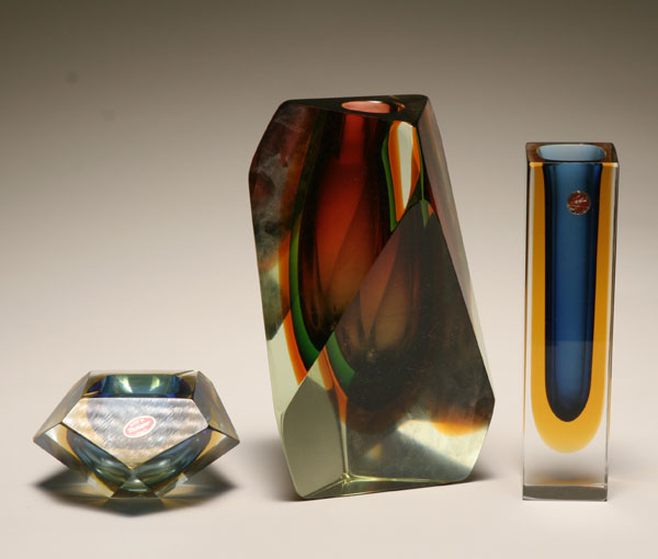 Three Murano Modern art glass sommerso 4e28f