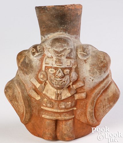 MOCHE POTTERY WARRIOR WITH SNAKES 30da32