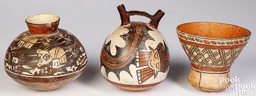 THREE NAZCA POLYCHROMED POTTERY 30da3d