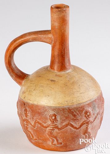 MOCHE POTTERY HANDLED VESSEL WITH