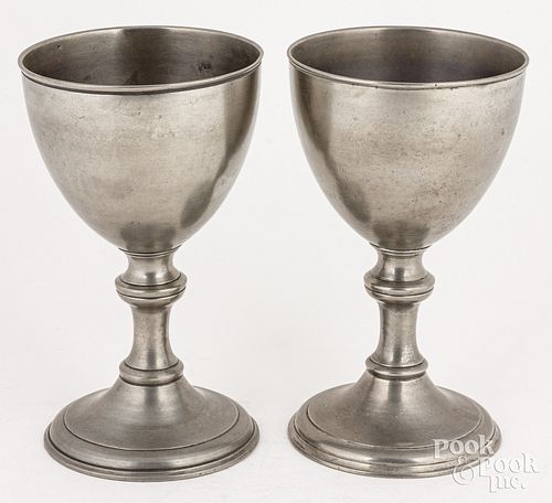 PAIR OF PEWTER SCOTTISH CHALICES,