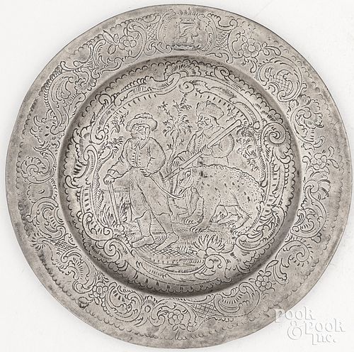 ENGLISH PEWTER PLATE, CA. 1740English