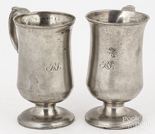 PAIR ENGLISH PEWTER CHALICES WITH