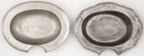 TWO CONTINENTAL OVAL PEWTER BARBER