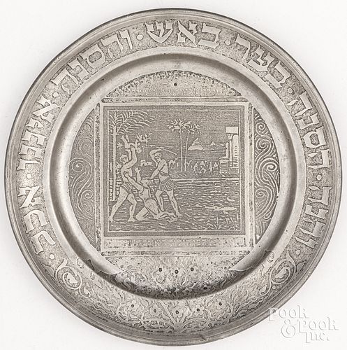 GERMAN PEWTER SEDER PLATE CA  30dab4