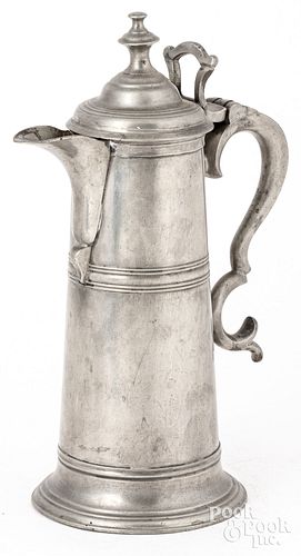 ENGLISH PEWTER FLAGON, LATE 18TH