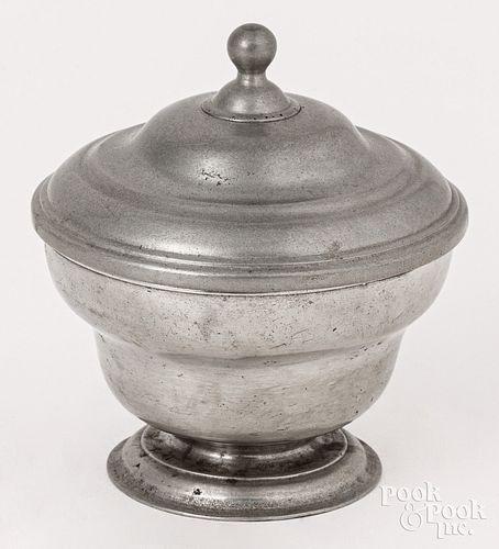 FOOTED PEWTER SUGAR BOWL CA 1780William 30dac9