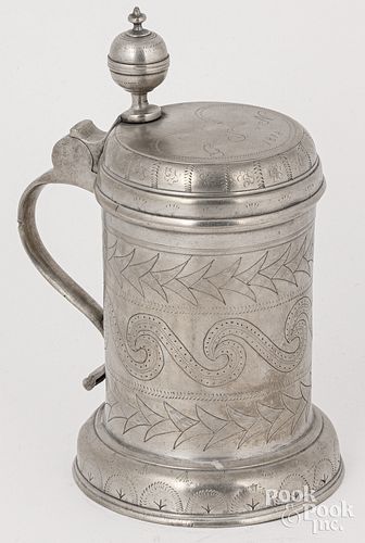 GERMAN PEWTER TANKARD, LATE 18TH