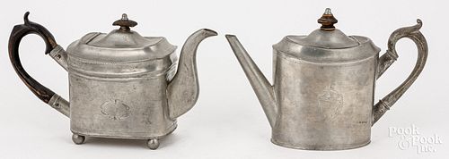 TWO AMERICAN FEDERAL PEWTER TEAPOTSTwo 30dae8