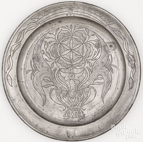 CONTINENTAL PEWTER DISH, 18TH C.Continental